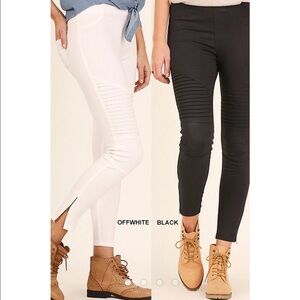 Off White Moto Jeggings with Ankle Zipper
